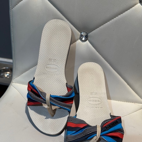 Havaianas Red and Blue Nautical Sandals with Striped Straps - Picture 3 of 4